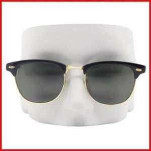 NWT Retro Black and Gold Polarized Semi Rimless Sunglasses